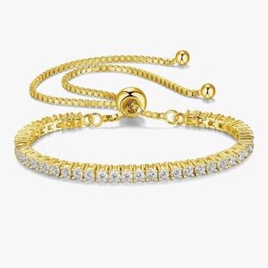 Anthropologie Gold Bracelet with Clear Crystal Accents